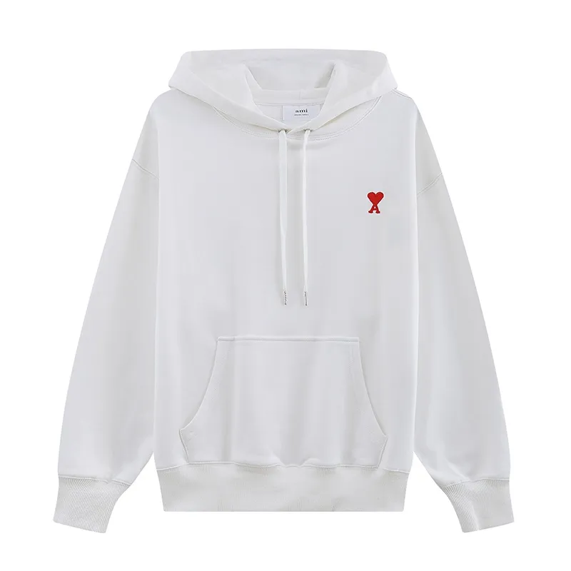 CY605# Ami Paris 2021 early autumn new product Ami de Coeur classic red small love embroidered hooded sweatshirt for men and women 380G sweatshirt terry fabric color: black white khaki colorful blue floral gray green code number: S-XL