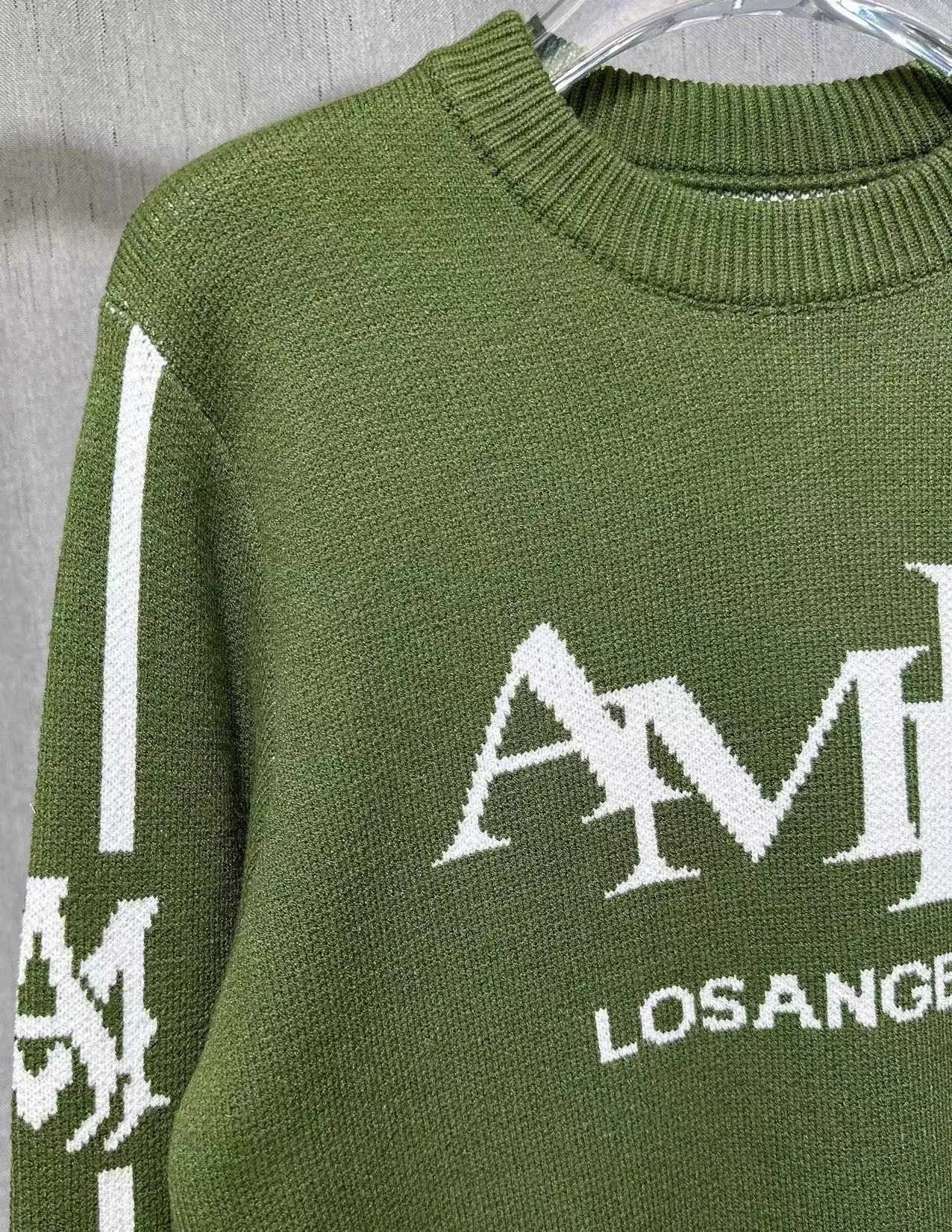 P230 🎉AMIRI new autumn and winter sweater Amiri letter jacquard on the front, large back Ⓜ️Exclusive Logo jacquard Color: Green Black Royal Blue Size: S M L XL XXL