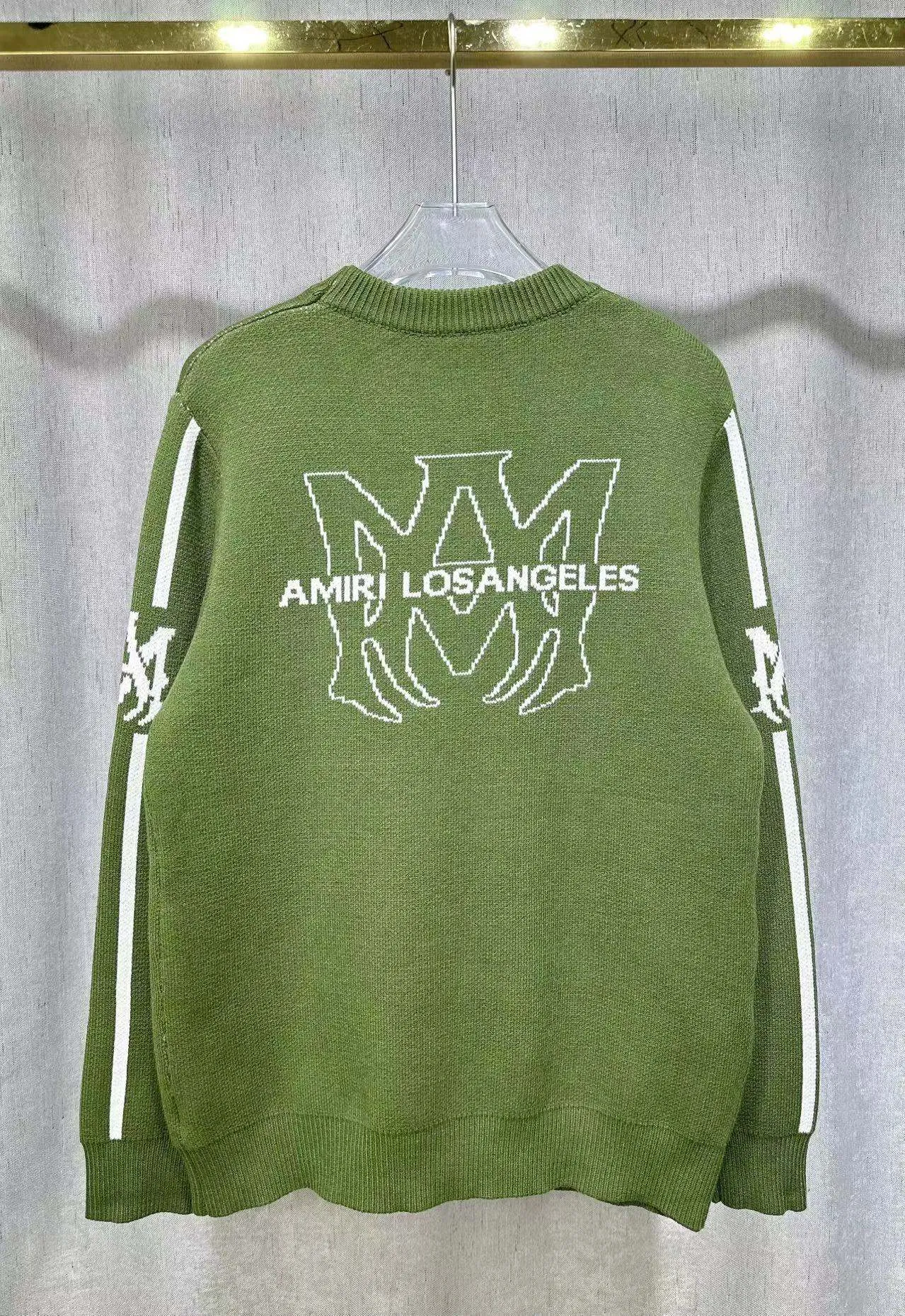 P230 🎉AMIRI new autumn and winter sweater Amiri letter jacquard on the front, large back Ⓜ️Exclusive Logo jacquard Color: Green Black Royal Blue Size: S M L XL XXL