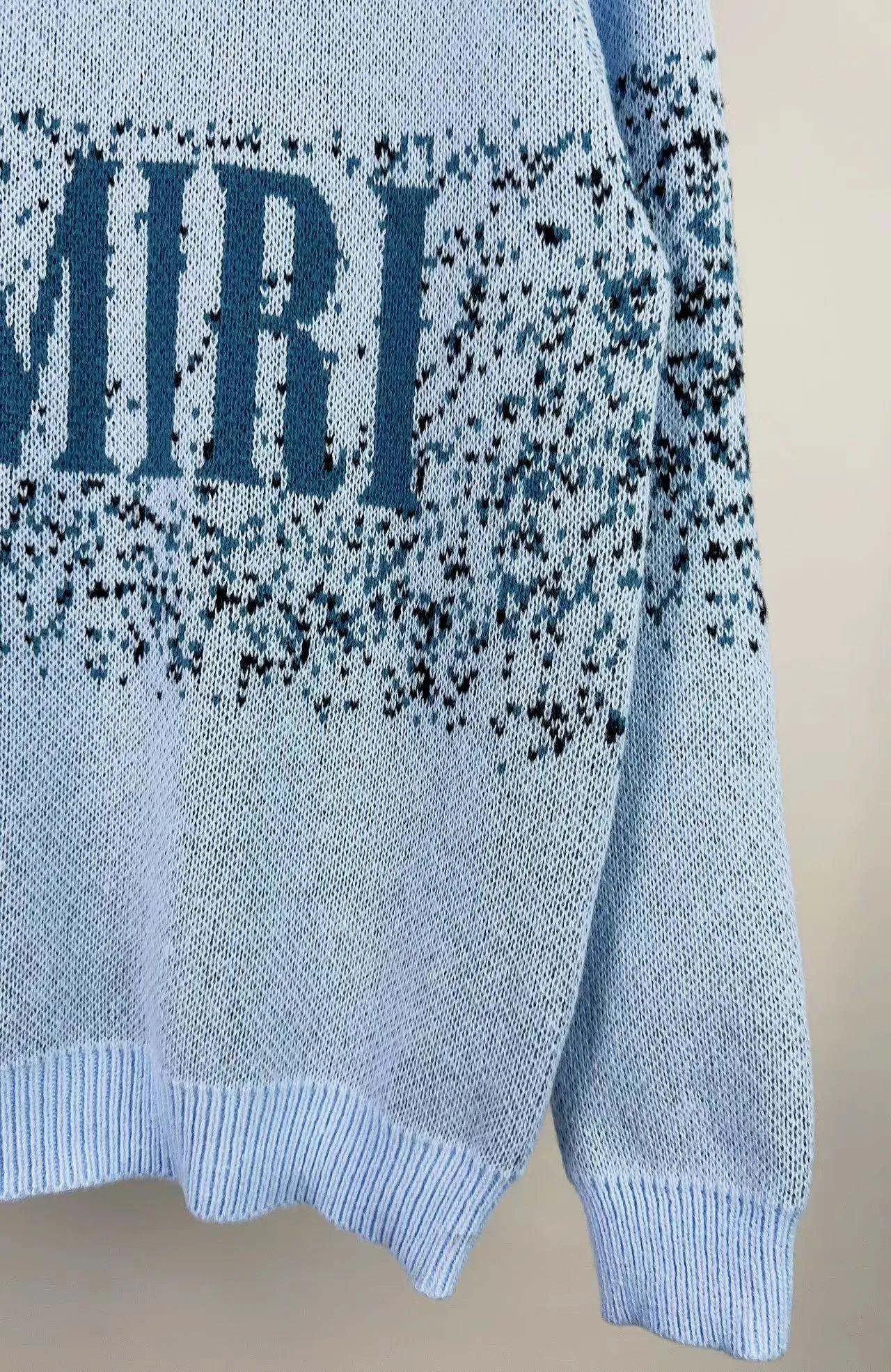 P250 🎉AMIRI new autumn and winter sweater classic logo jacquard on the front Color: Black Sky Blue Grass Green Size: S M L XL XXL