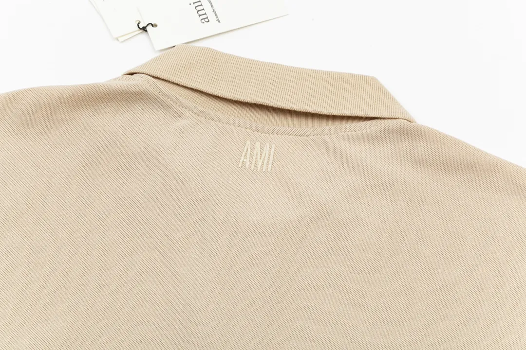 116# AMI Paris spring and summer reverse collar classic love embroidered letter A heart pure cotton men's and women's polo shirt short sleeve Color: black white sky orchid gray khaki color orchid Baolan military green dark green purple gray green light purple Code number: S-XL