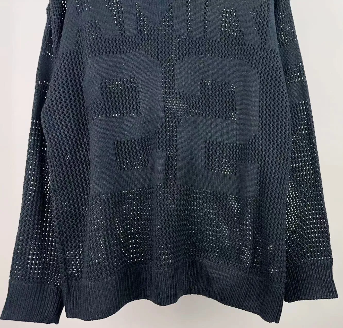P260 AMIRI new sweater, front and back logo jacquard, 🈵 body hollowed out with heavy craftsmanship, color: black, pearl white, size: S M L XL XXL