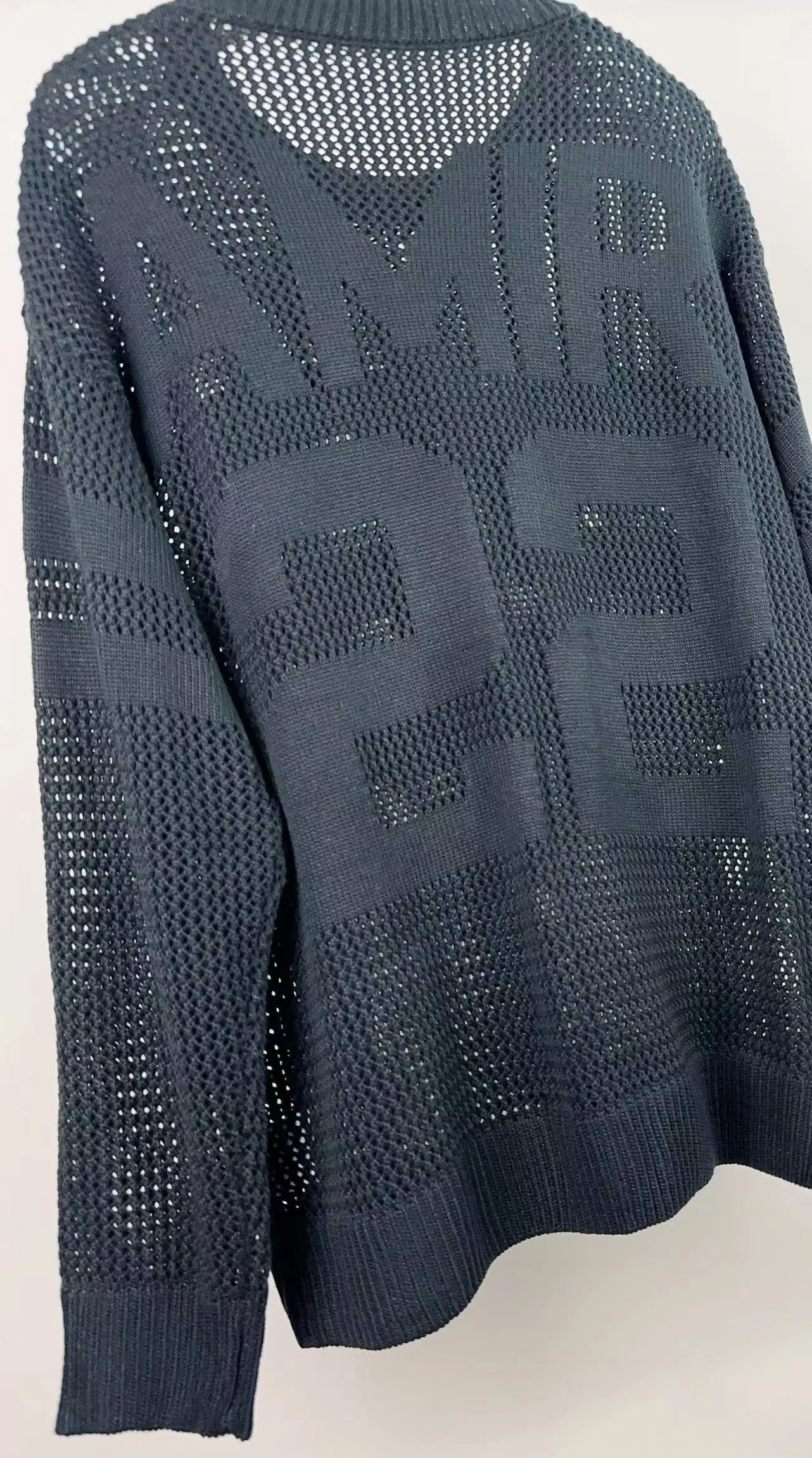 P260 AMIRI new sweater, front and back logo jacquard, 🈵 body hollowed out with heavy craftsmanship, color: black, pearl white, size: S M L XL XXL