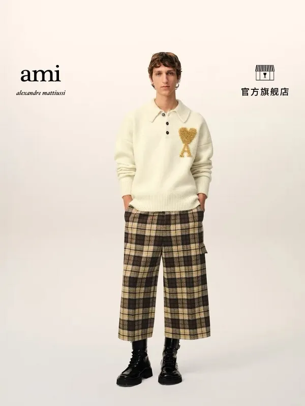 Ami Paris 2024 autumn and winter new products knitted POLO sweater SMLXL