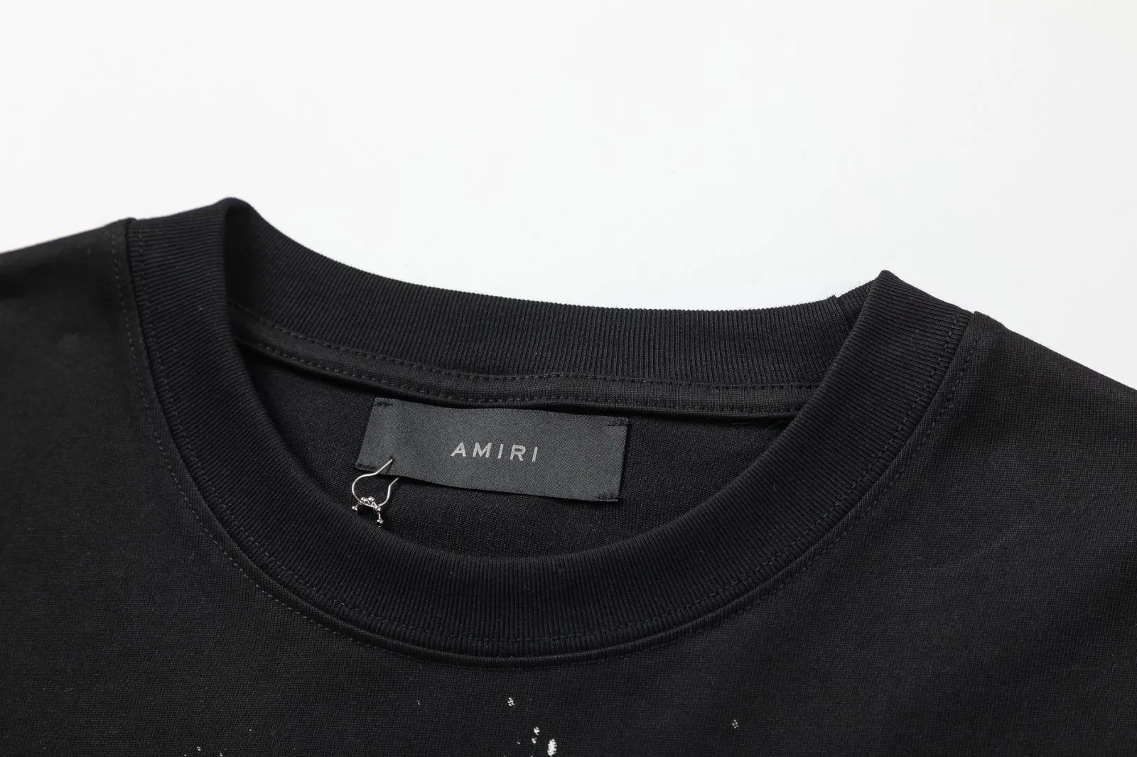 8008#P140amiri colorful hand-painted printed logo, made of 300g fabric, color: black. Size: S M L XL