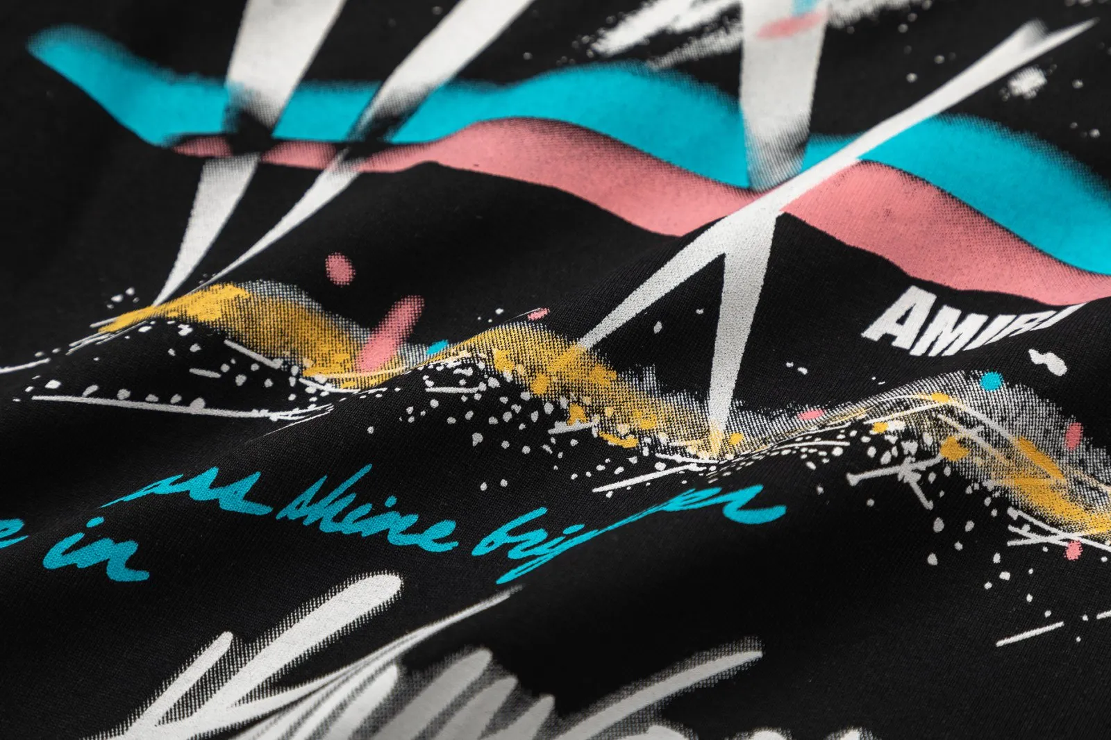 8008#P140amiri colorful hand-painted printed logo, made of 300g fabric, color: black. Size: S M L XL