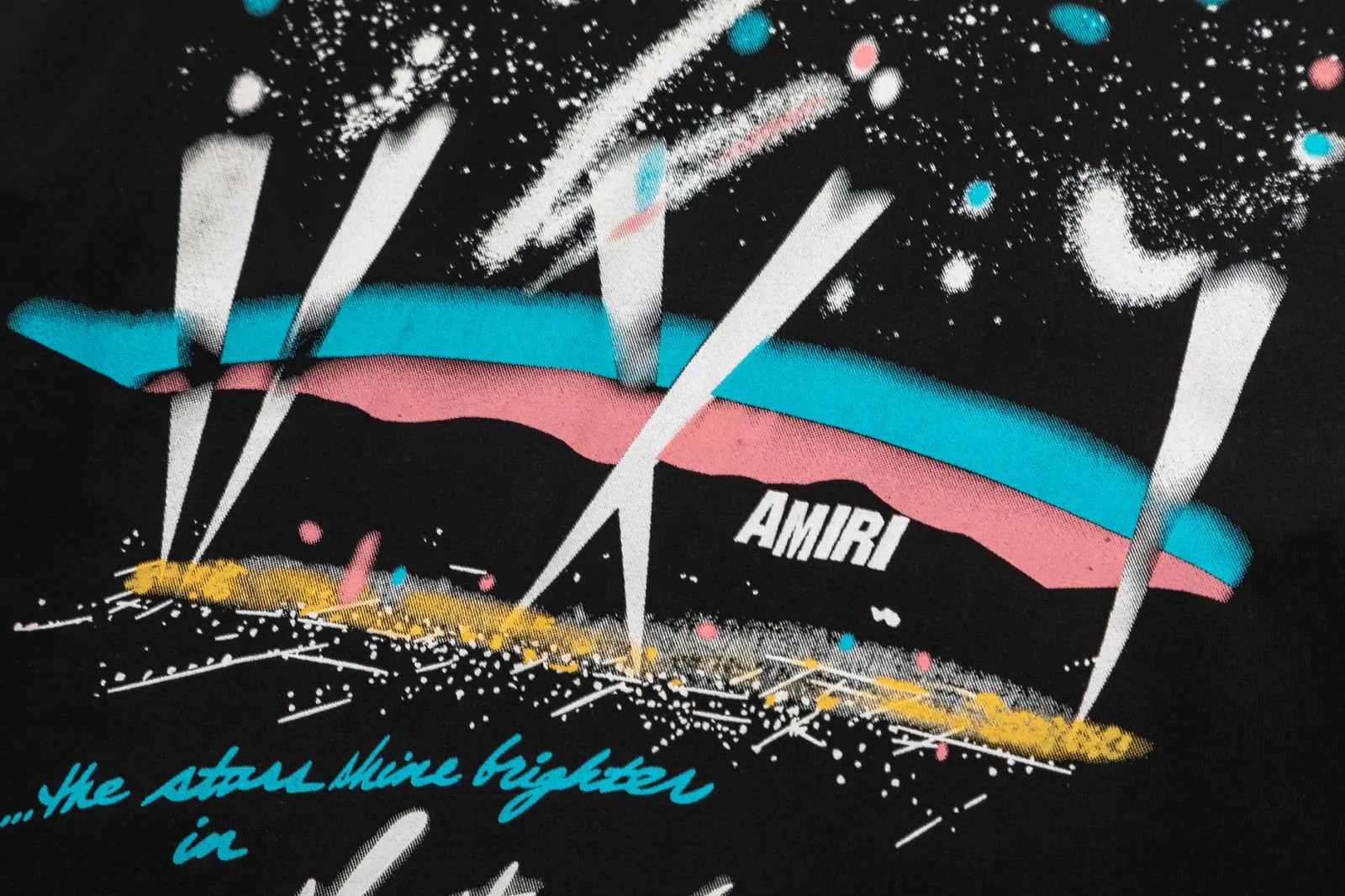 8008#P140amiri colorful hand-painted printed logo, made of 300g fabric, color: black. Size: S M L XL