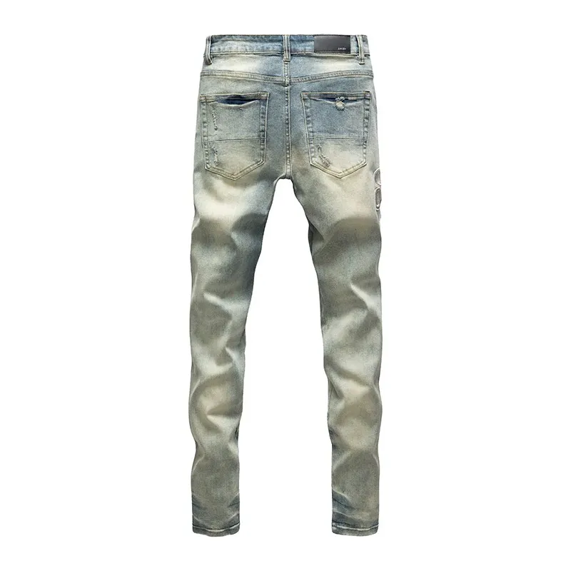 #N23 P246💰 (Top version) AMIRI hot high street jeans slim fit stretch washed knife cut trousers for men AMIRI amiri is transliterated as Emil, which is the name of the founder. Mike Amiri, the founder of amiri, grew up in Los Angeles, USA. He was influenced by local street culture and Punk Rock since childhood, so he founded the amiri brand named after himself. A variety of trendy brand clothing meets the needs of different fashion players. Amiri clothing has novel and unique styles and is a well-known street brand in the United States. The styles and styles of many clothes are loved by many street photographers. The various clothing styles meet the dressing needs of different people, show their unique temperament, and show the trend of dressing. amiri's jeans are relatively famous. Not only do they have many styles, but the quality of the jeans is also very good. Many celebrities have also worn amiri brand jeans. Color: Picture color Size: 28, 30, 32, 34, 36 28 30 32 34 36 Waist 71 76 81 86 91 Qianlang 26.5 27.5 28.5 29.5 30.5 Hou Lang 37 38 39 40 41 Foot 14 14.8 15.6 16.4 17.2 Foreign Minister 100 102 104 106 107
