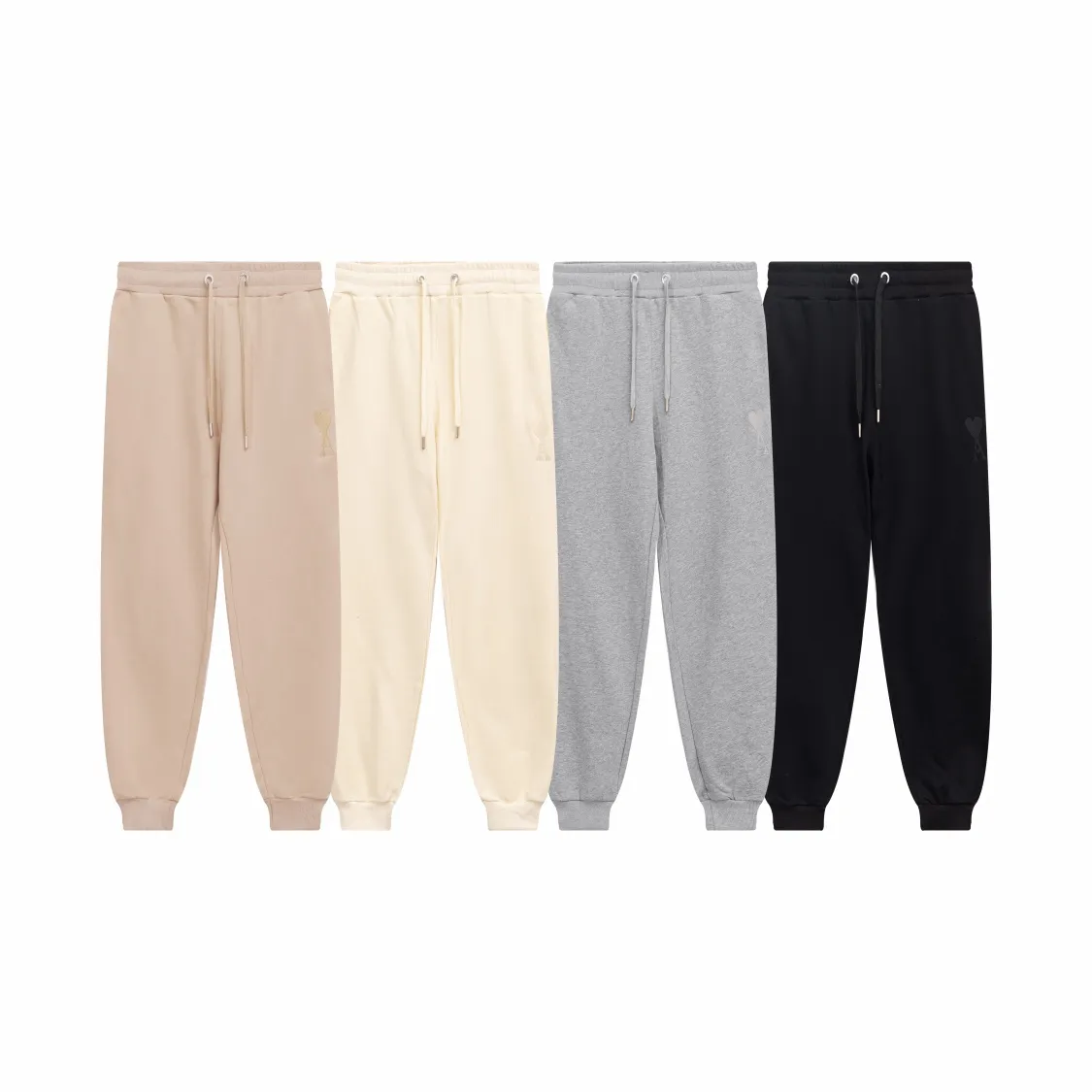 CY505# ami Alexandre Mattiussi22 new autumn and winter loose legged sports pants, pure cotton David sweater 400G terry fabric, same style for men and women Color: black apricot gray khaki Size: S-XL