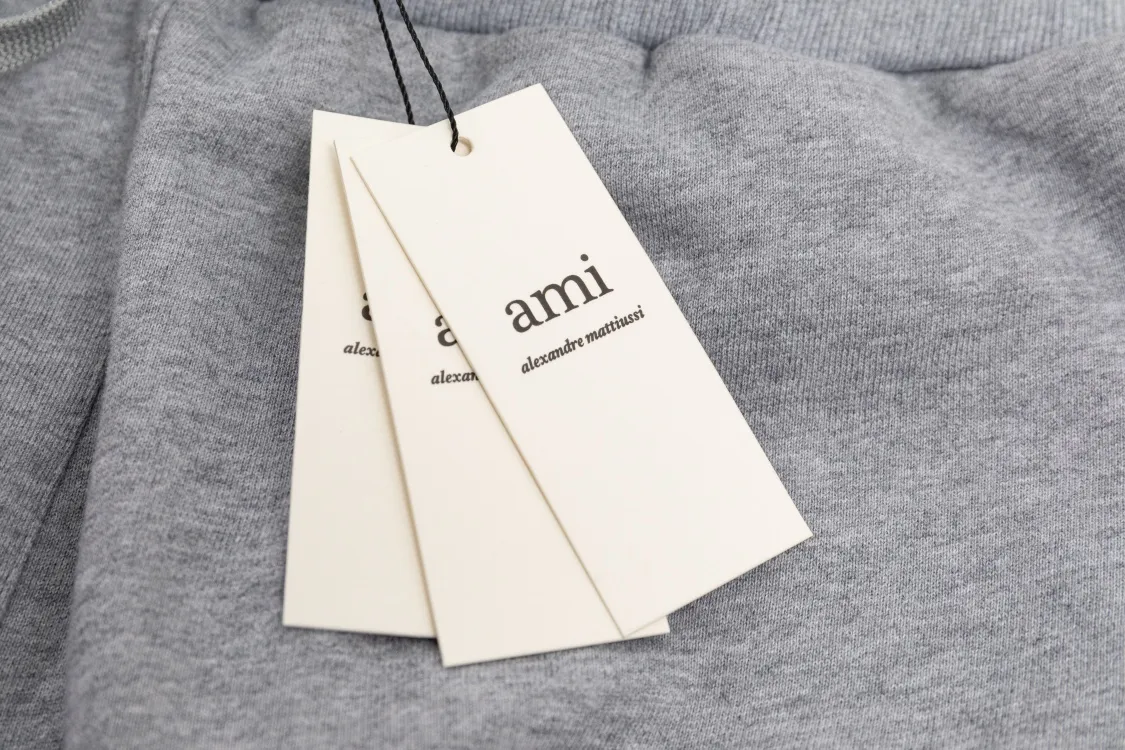 CY505# ami Alexandre Mattiussi22 new autumn and winter loose legged sports pants, pure cotton David sweater 400G terry fabric, same style for men and women Color: black apricot gray khaki Size: S-XL