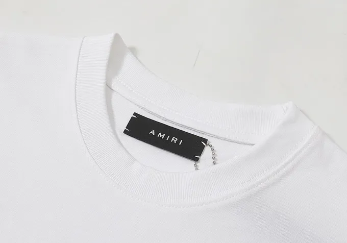 Style number: 680 P114 Fabric: 260g double yarn AMIRI 2025 spring and summer new logo round neck T-shirt high street same style for men and women loose classic letter short sleeves Color: White Black Size: S M L XL