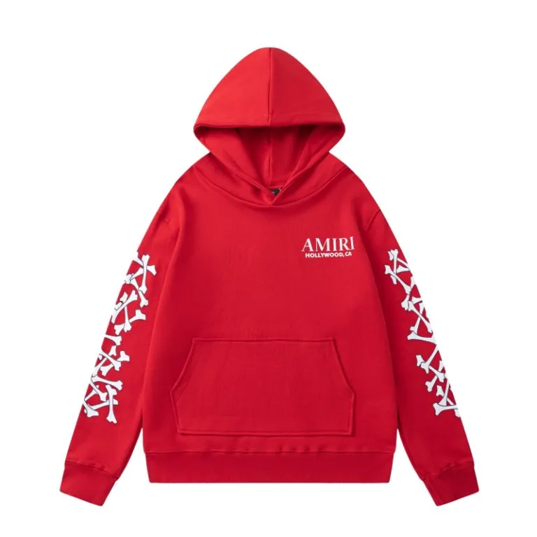 P310 7188-01#AMIRI classic bone print logo, 480g terry fabric, color: black, floral gray, red, colorful blue, size: S M L XL