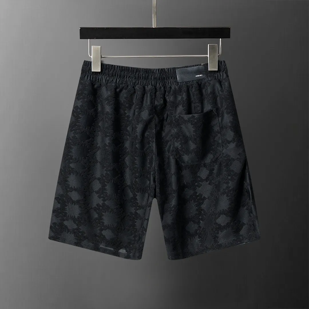 P140 Mili's 2026 spring and summer new men's casual shorts, terry jacquard fabric, stylish and handsome, comfortable fabric, rigorous workmanship, and neat wiring. Good upper body effect·Size M-3XL black