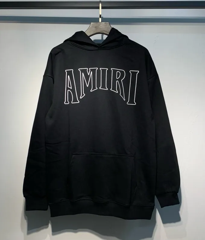 883 model P220 high quality 360g pure cotton terry AMIRI real shot sweatshirt black hanging shot S. M. L. XL