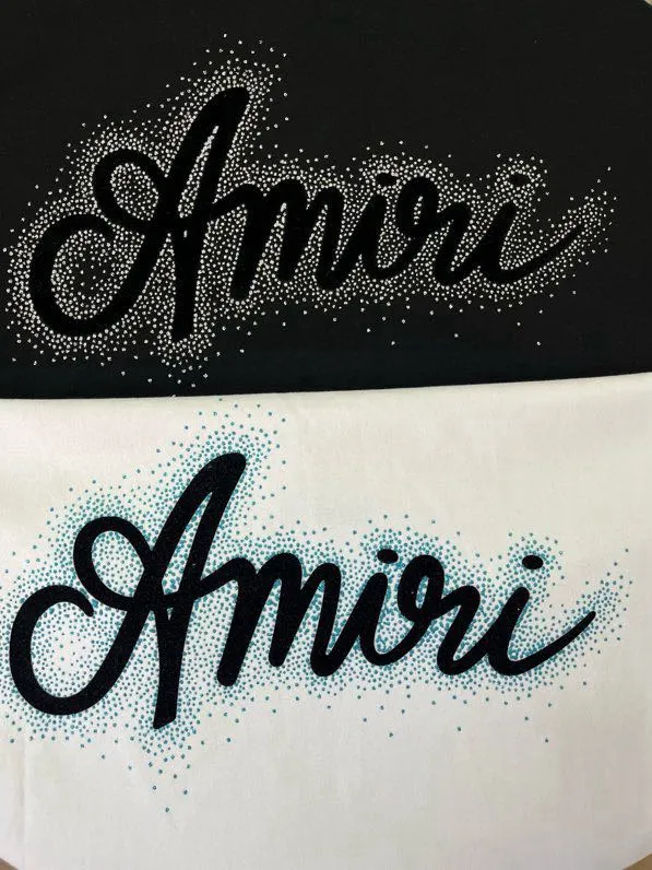 715 model P126 AMIRI real shot black white hanging flocked letters S. M. L. XL