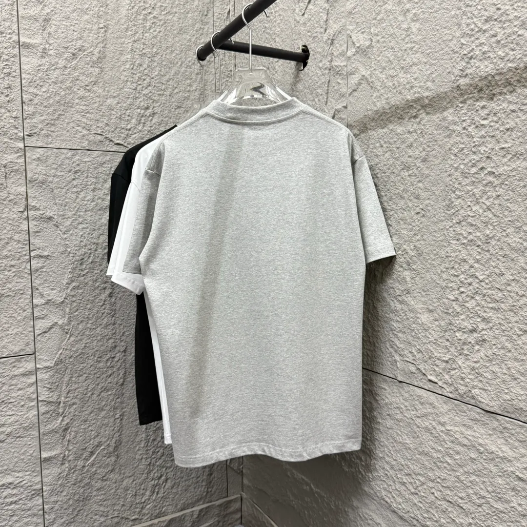 🅿️180 Ami* 2025 Spring and Summer New Style Embroidered yellow little love Customized double yarn plain cotton fabric Short-sleeved T-shirt Uniform for men and women Color: Black White Floral Gray Angora Red Size: S (90-130 catties) M (120-150 catties) L (140-165 catties) XL (160-180 catties) XXL (180-210 pounds)