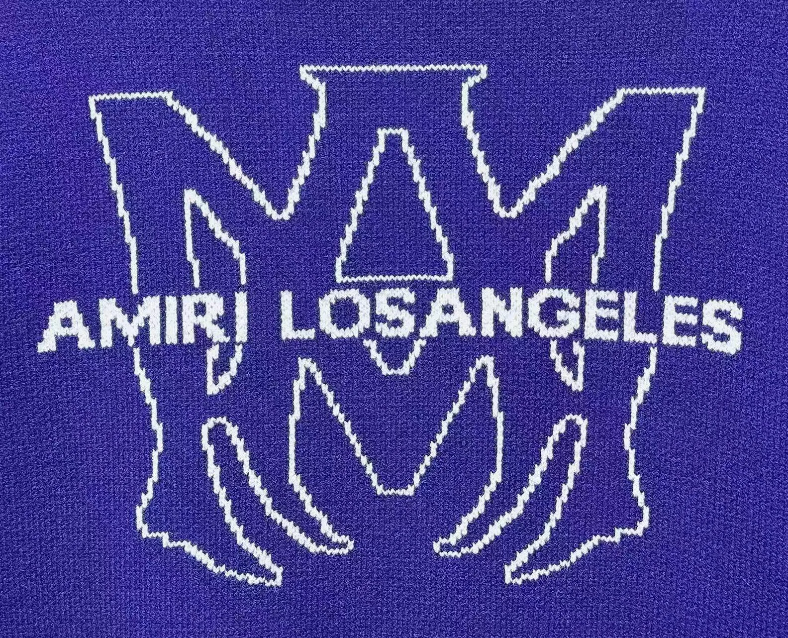P240 AMIRI new autumn and winter sweater Amiri letter jacquard on the front, large Ⓜ️exclusive Logo jacquard on the back Color: Green Black Royal Blue Size: S M L XL XXL