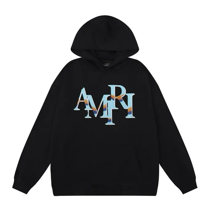 Style number: 882 P220 Fabric: 360g pure cotton terry sweatshirt AMIRI 2025 autumn and winter new logo hooded terry sweatshirt high street unisex loose classic letter jacket Color: black Size: S M L XL