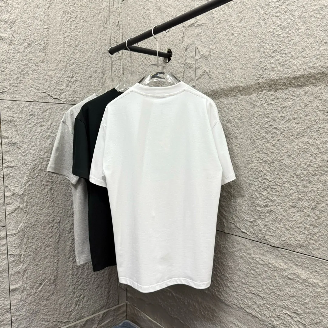 🅿️180 Ami* 2025 spring and summer new style Embroidered red love Customized double yarn plain cotton fabric Short-sleeved T-shirt Uniform for men and women Color: black white light blue light pink Size: S (90-130 pounds) M (120-150 pounds) L (140-165 pounds) XL (160-180 pounds) XXL (180-210 pounds)