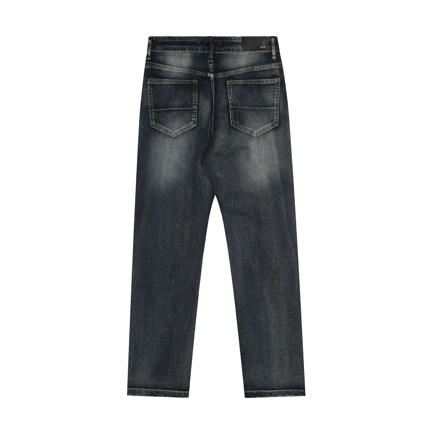 #M55 P168💰 AMIRI patch embroidery jeans trousers AMIRI high street basic ripped tight elastic jeans trousers amiri brand jeans break the production process and cutting of the original jeans, the fabrics are softer and more comfortable Hand-sewn collar label Customized logo buttons Genuine leather tag Color: Picture color Size: 30-32-34-36