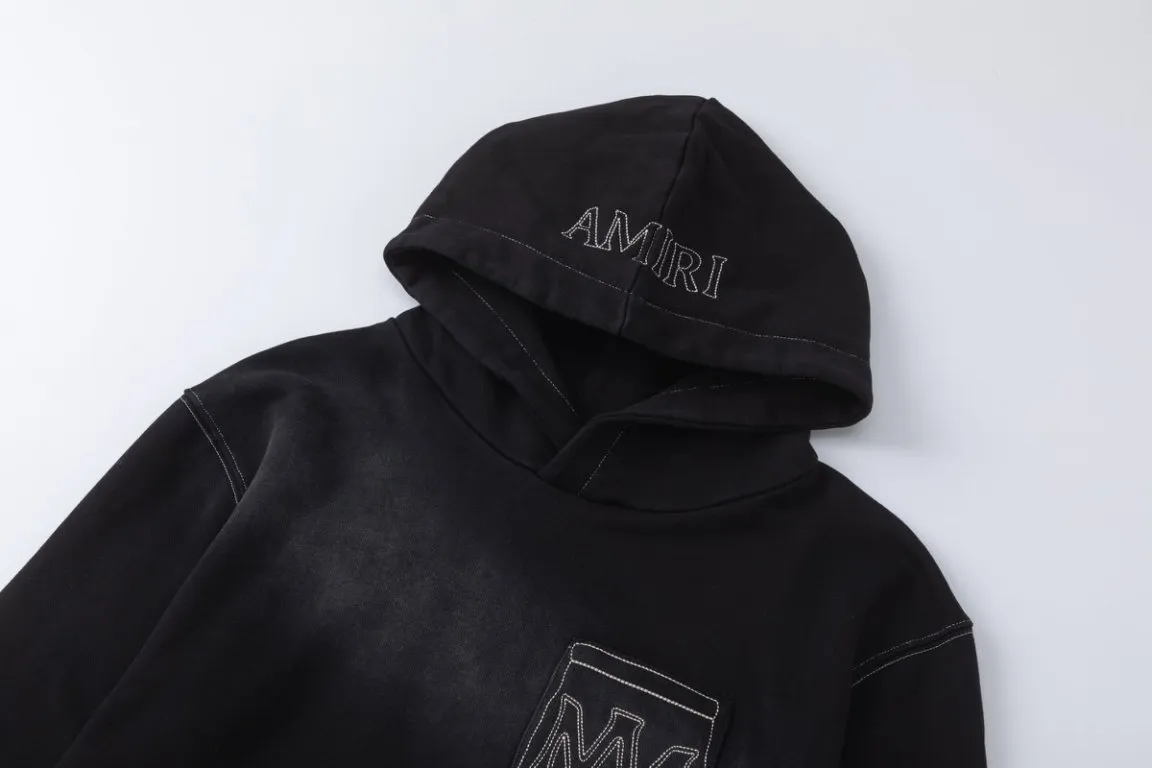 P354 7201#AMIRI pocket embroidery washed LOGO, color: black, size: S M L XL