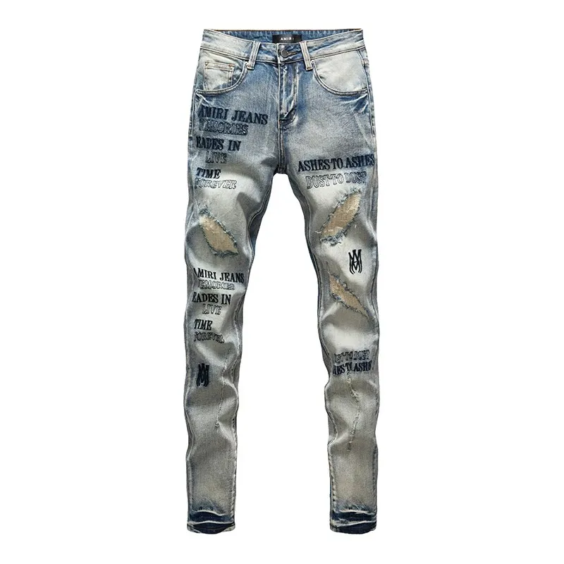 #N13 P246💰 (Top version) AMIRI hot high street jeans slim fit stretch washed knife cut trousers for men AMIRI amiri is transliterated as Emil, which is the name of the founder. Mike Amiri, the founder of amiri, grew up in Los Angeles, USA. He was influenced by local street culture and Punk Rock since childhood, so he founded the amiri brand named after himself. A variety of trendy clothing meets the needs of different trendy players. Amiri clothing has novel and unique styles and is a well-known street brand in the United States. The styles and styles of many clothes are loved by many street photographers. The various clothing styles meet the dressing needs of different people, show their unique temperament, and show the trend of dressing. amiri's jeans are relatively famous. Not only do they have many styles, but the quality of the jeans is also very good. Many celebrities have also worn amiri brand jeans. Color: Picture color Size: 28, 30, 32, 34, 36 28 30 32 34 36 Waist 71 76 81 86 91 Qianlang 26.5 27.5 28.5 29.5 30.5 Hou Lang 37 38 39 40 41 Foot 14 14.8 15.6 16.4 17.2 Foreign Minister 100 102 104 106 107
