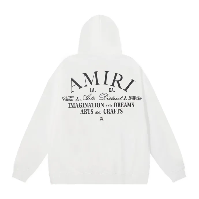 Style number: 875 P220 Fabric: 360g pure cotton terry sweatshirt AMIRI 2025 autumn and winter new logo hooded terry sweatshirt high street unisex loose classic letter jacket Color: Black White Size: S M L XL