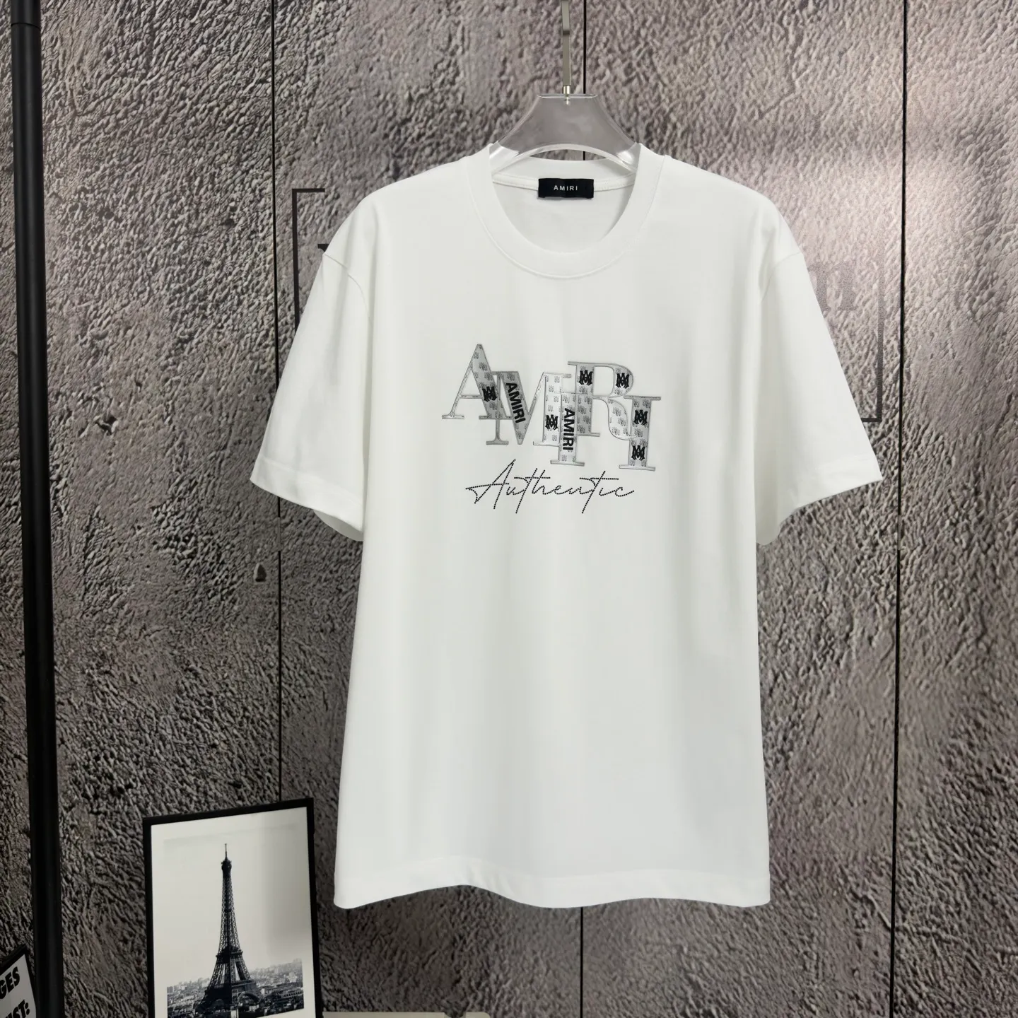 P150 𝙉𝙚𝙬⚜️Amy》 2026 spring and summer new short-sleeved T-shirt, heavyweight pure cotton, leather, ironing, drilling and gluing, personalized style. Color: white, red, black. Size: S M L XL XXL