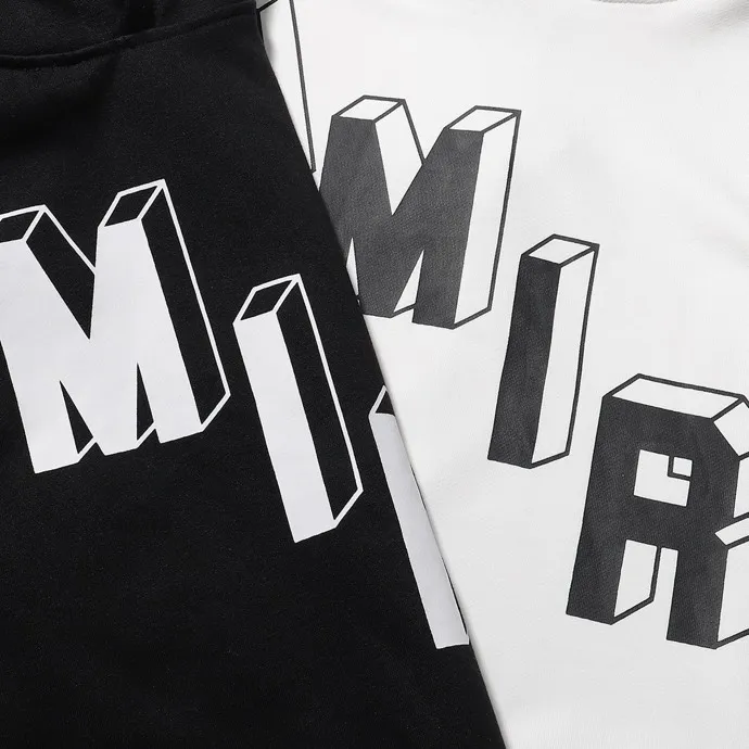 Style number: 887 P230 Fabric: 360g pure cotton terry sweatshirt AMIRI 2025 new autumn and winter logo hooded terry sweatshirt high street unisex loose classic letter jacket Color: black Size: S M L XL