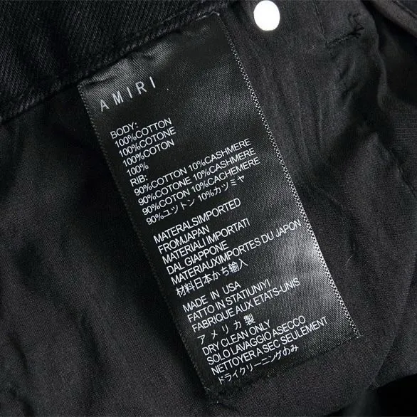 #M73 P168💰 AMIRI patch embroidery jeans trousers AMIRI high street basic ripped tight elastic jeans trousers amiri brand jeans break the production process and cutting of the original jeans, the fabrics are softer and more comfortable Hand-sewn collar label Customized logo buttons Genuine leather tag Color: Picture color Size: 30-32-34-36
