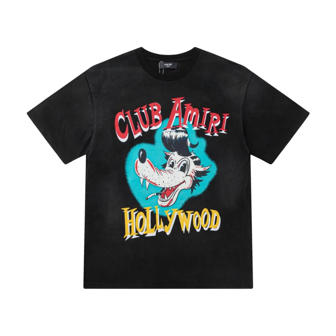 8071#P164, AMIRI classic cartoon LOGO, color: black, size: S M LXL