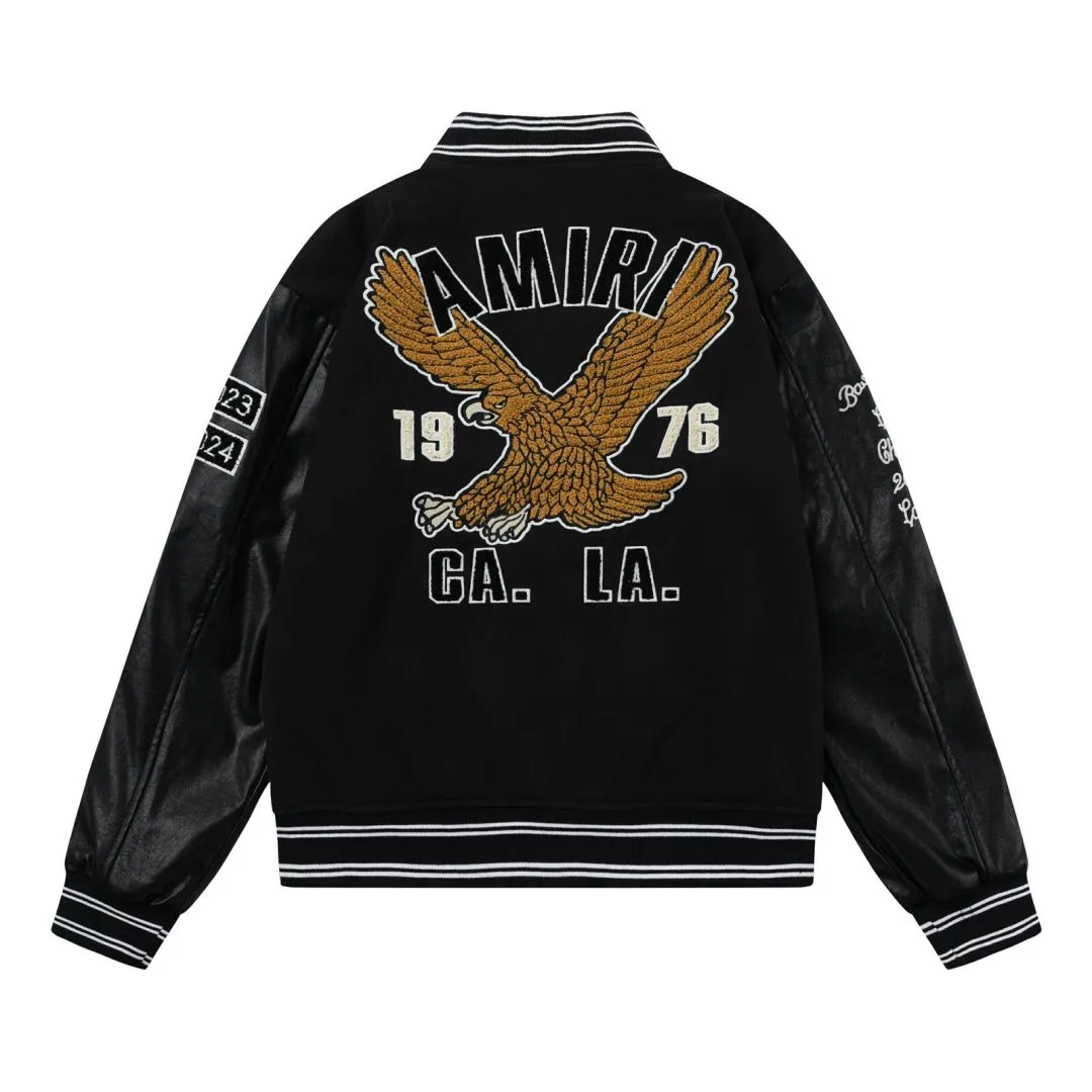 7161#P490AMIRI Eagle embroidery LOGO. Color: black, brown. Size: S M L XL