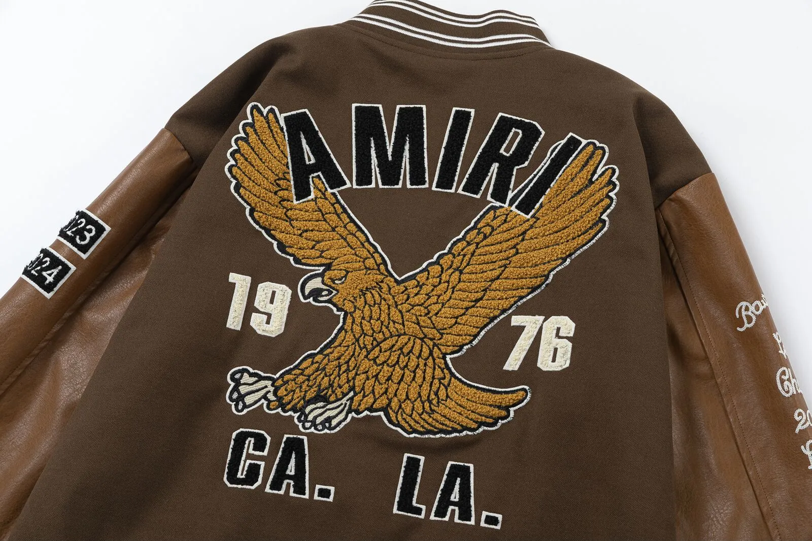 7161#P490AMIRI Eagle embroidery LOGO. Color: black, brown. Size: S M L XL