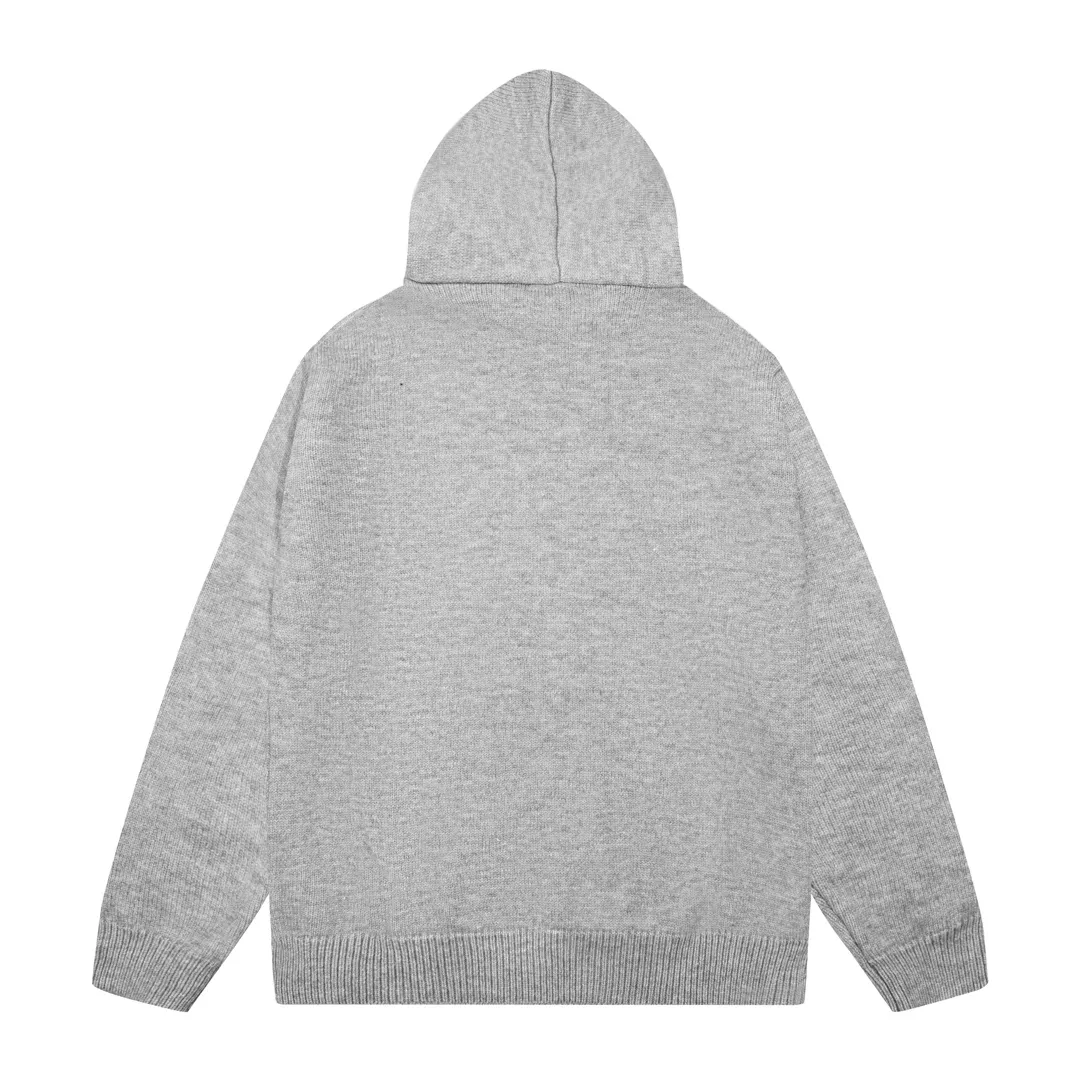 P340 AMIRI new letter logo jacquard, tassels damaged hole hooded sweater Color: apricot gray red black Size: S M L XL XXL