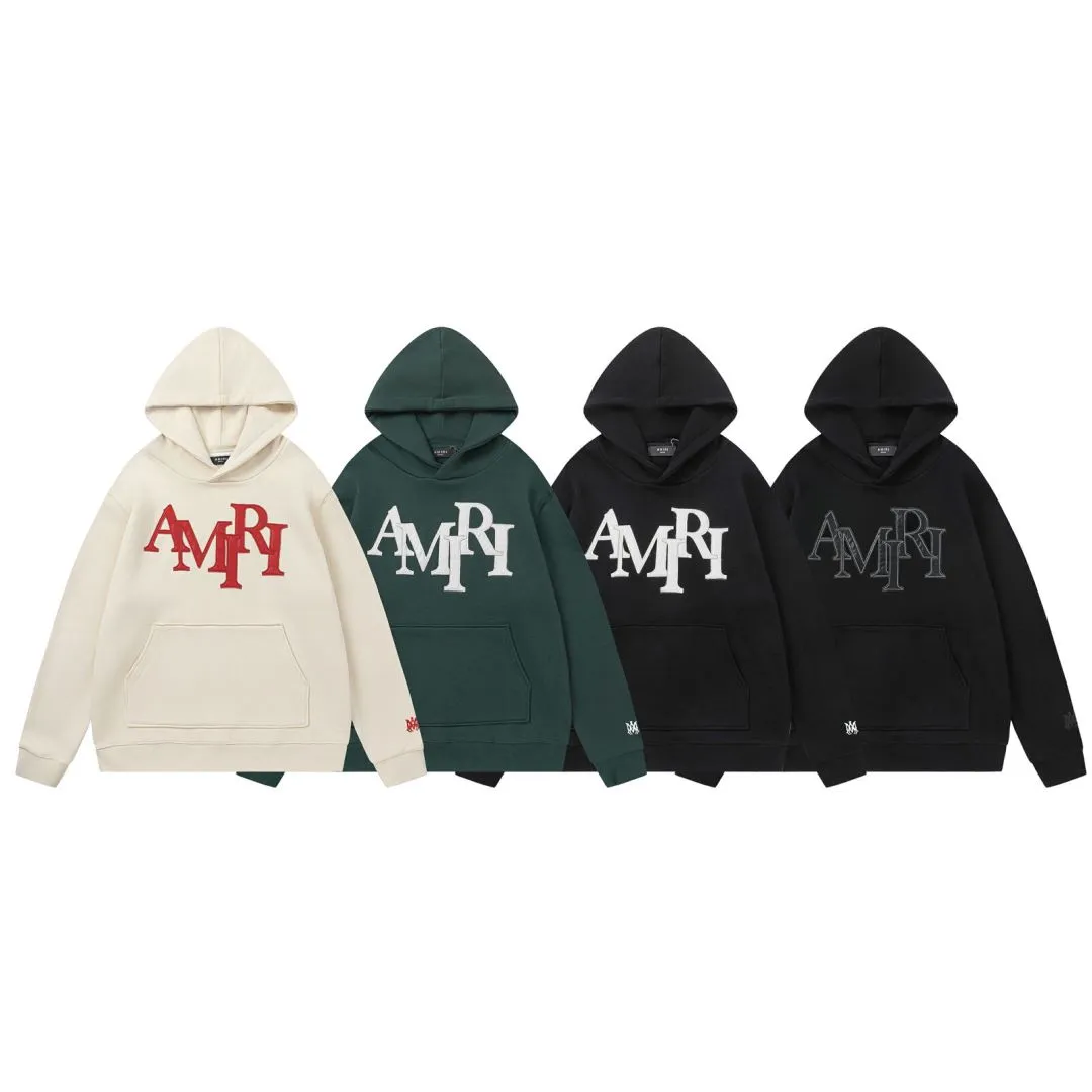 7163#P316AMIRI leather embroidered LOGO, color: black, white, apricot white, dark green, size: S M L XL