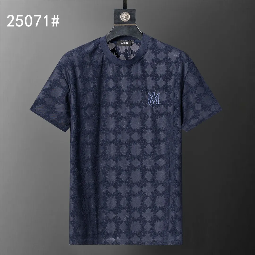 P130 Mili's 2026 spring and summer new men's round neck short-sleeved T-shirt, terry jacquard fabric, stylish and handsome, comfortable fabric, rigorous workmanship, and neat wiring. Good upper body effect·Size M-3XL Sapphire Blue