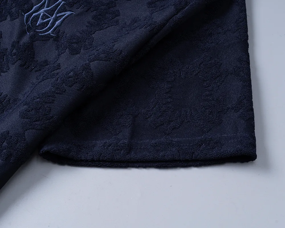 P130 Mili's 2026 spring and summer new men's round neck short-sleeved T-shirt, terry jacquard fabric, stylish and handsome, comfortable fabric, rigorous workmanship, and neat wiring. Good upper body effect·Size M-3XL Sapphire Blue