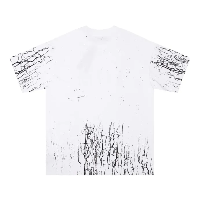 Style number: 666 P126 Fabric: 260g double yarn AMIRI 2025 spring and summer new logo round neck T-shirt high street men and women loose classic cracked letter short sleeves Color: black white Size: S M L XL