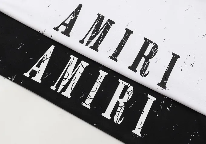 Style number: 666 P126 Fabric: 260g double yarn AMIRI 2025 spring and summer new logo round neck T-shirt high street men and women loose classic cracked letter short sleeves Color: black white Size: S M L XL