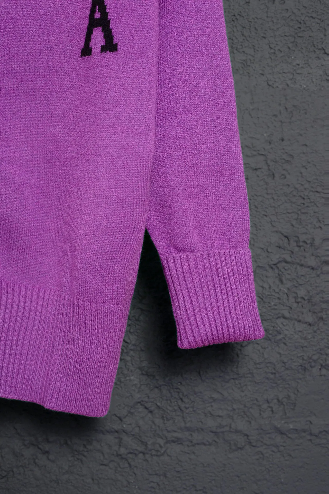 P186 Style No.: MQ802 AMI Classic Big Love Series Jacquard Cardigan Sweater Highest Version Supports Comparison Color: Purple, Size: S-XL