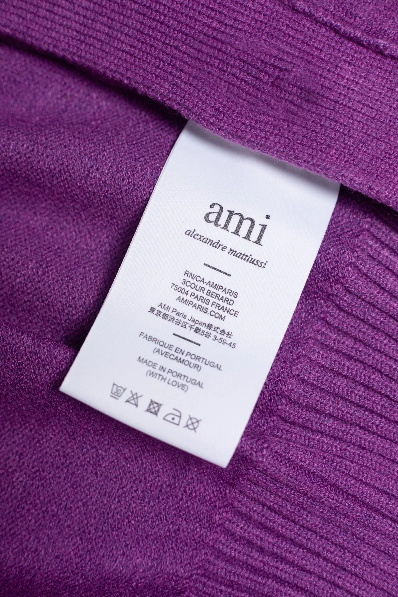 P186 Style No.: MQ802 AMI Classic Big Love Series Jacquard Cardigan Sweater Highest Version Supports Comparison Color: Purple, Size: S-XL