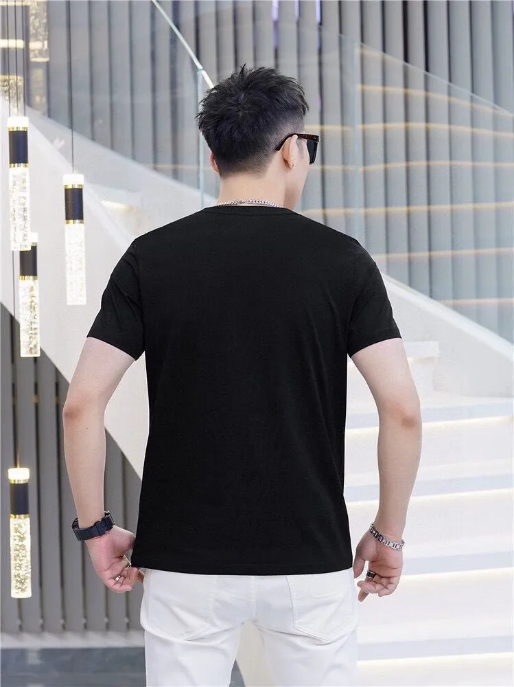 P140 Original men's casual short-sleeved T-shirt from the brand [AMIRI] (Good News for Fat People), new product for the spring and summer of 2025, customized top-notch logo craftsmanship on the chest, matched with the entire details, top-notch quality and tailoring design, customized imported mercerized cotton fabric! Full of style, the color scheme is light and versatile. M-5XL (wear up to 220 pounds)