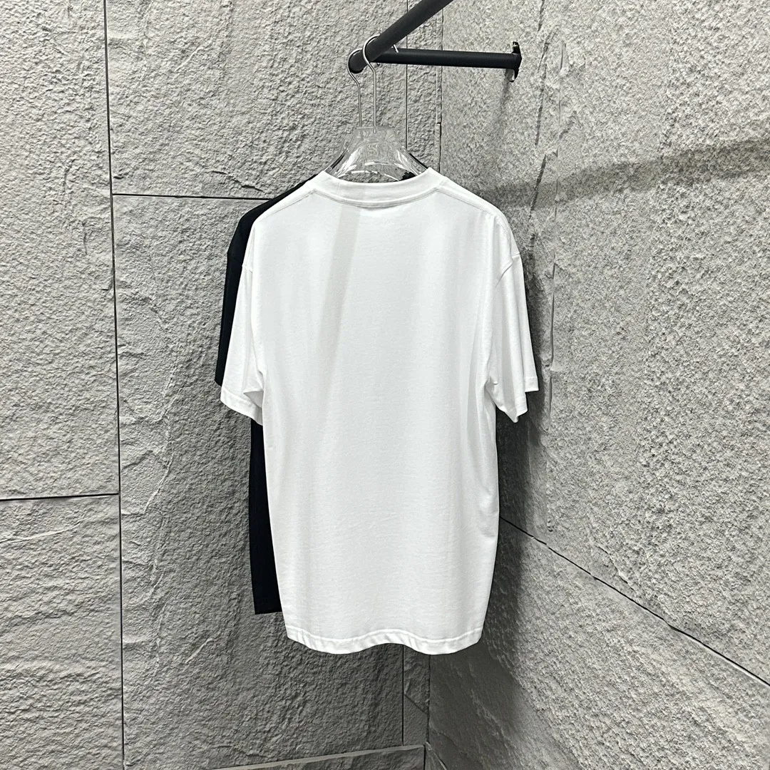 🅿️180 Ami* love embroidery 2025 spring and summer new style Hollow love A embroidered with personalized letters Customized double yarn plain cotton fabric Short-sleeved T-shirt Same style for men and women Color: white floral gray black Size: S (90-130 pounds) M (120-150 pounds) L (140-165 pounds) XL (160-180 pounds) XXL (180-210 pounds)