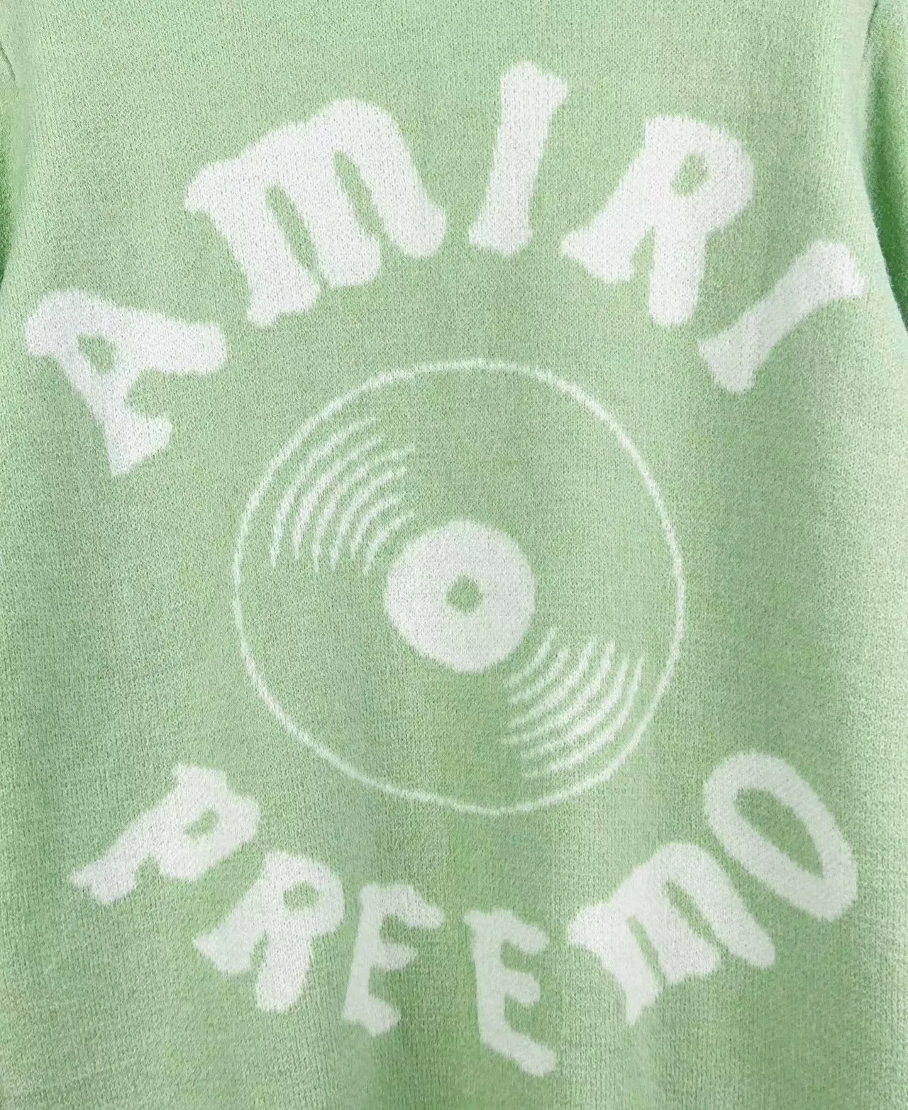P240 🎉🎉AMIRI autumn and winter new style, partial jacquard letter logo on the front, European and American style sweater, color: fluorescent green, brown, black, size: S M L XL XXL