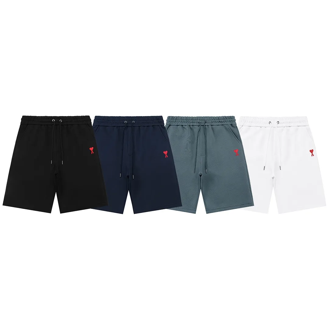 🅿️200 AMI 2025 new style, light luxury, embroidered love letter logo, essential for daily commuting for men and women, casual shorts ·Customized terry fabric ·Elastic + drawstring adjustable waistband ·Imported machine high-density embroidery technology ·Waist label, tag, three wash marks complete Color: dark blue Size: M L XL XXL XXXL