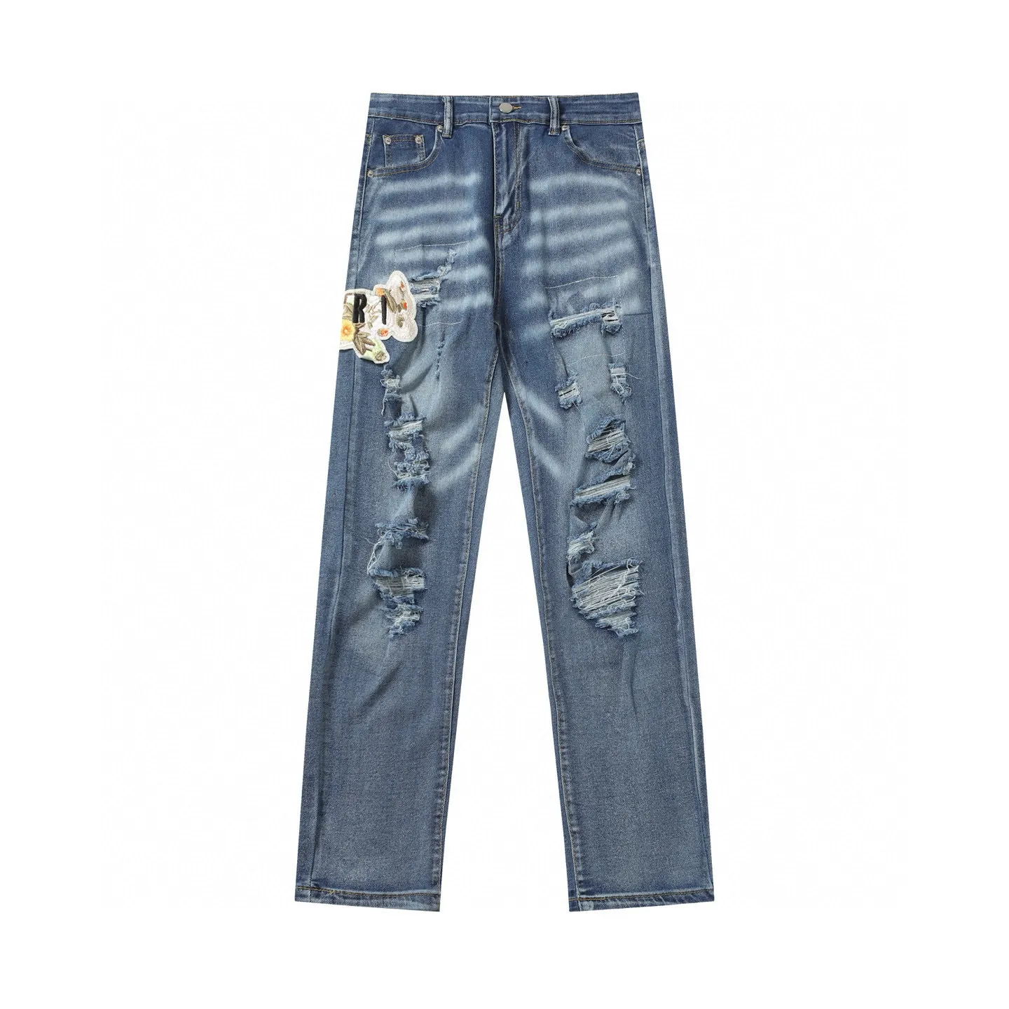 P270 AMIRI patch embroidery jeans trousers AMIRI high street basic ripped jeans trousers Color: Picture color Code number: 28-36