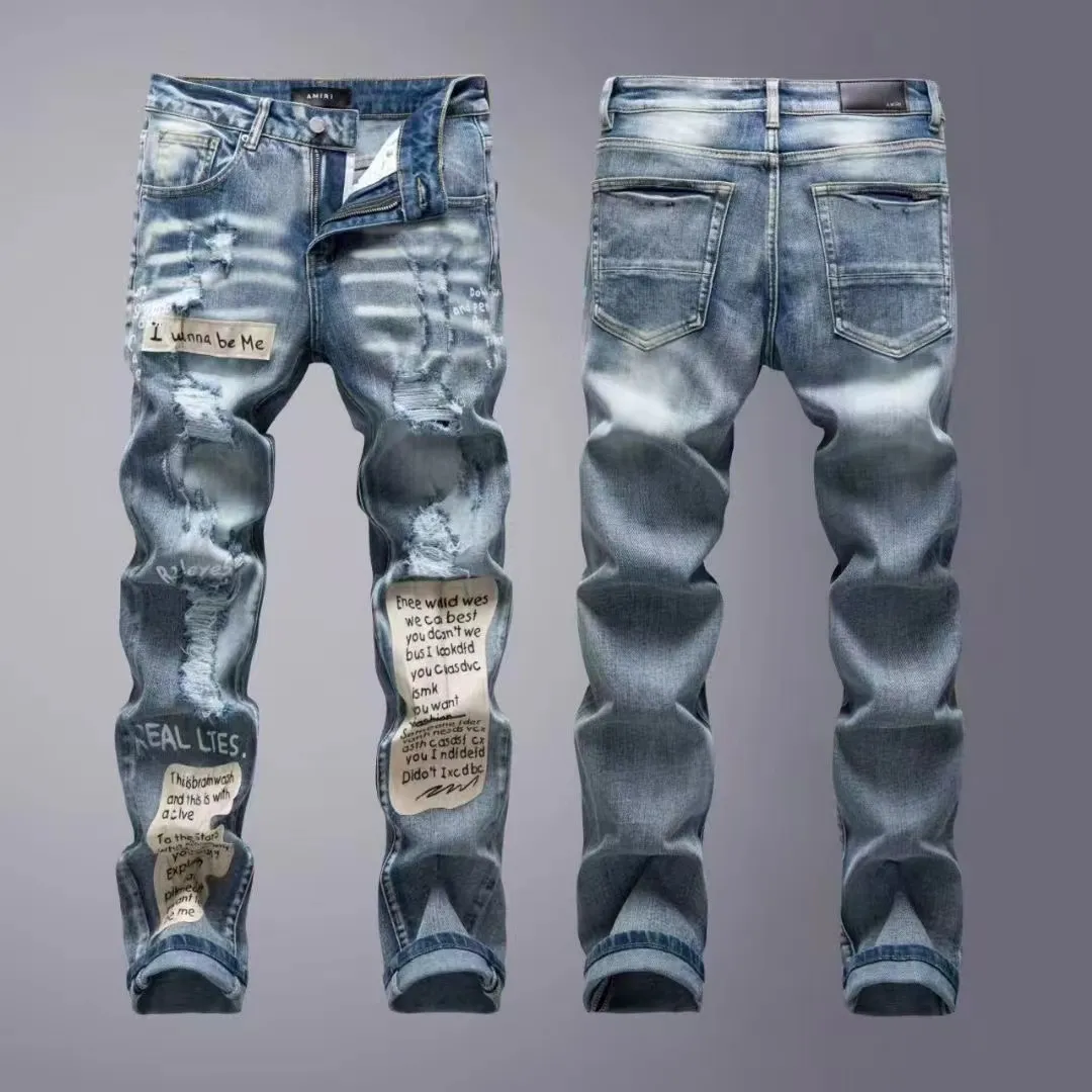 P246 💰 (Top version) AMIRI popular high street jeans slim fit stretch washed knife cut trousers for men. AMIRI amiri is transliterated as Emil, which is the name of the founder. Mike Amiri, the founder of amiri, grew up in Los Angeles, USA. He was influenced by local street culture and Punk Rock since childhood, so he founded the amiri brand named after himself. A variety of trendy clothing meets the needs of different fashion players. Amiri clothing has novel and unique styles and is a well-known street brand in the United States. The styles and styles of many clothes are loved by many street photographers. The various clothing styles meet the dressing needs of different people, show their unique temperament, and show the trend of dressing. amiri's jeans are relatively famous. Not only do they have many styles, but the quality of the jeans is also very good. Many celebrities have also worn amiri brand jeans. Color: Picture color Size: 28, 30, 32, 34, 36 28 30 32 34 36 Waist 71 76 81 86 91 Qianlang 26.5 27.5 28.5 29.5 30.5 Hou Lang 37 38 39 40 41 Foot 14 14.8 15.6 16.4 17.2 Foreign Minister 100 102 104 106 107