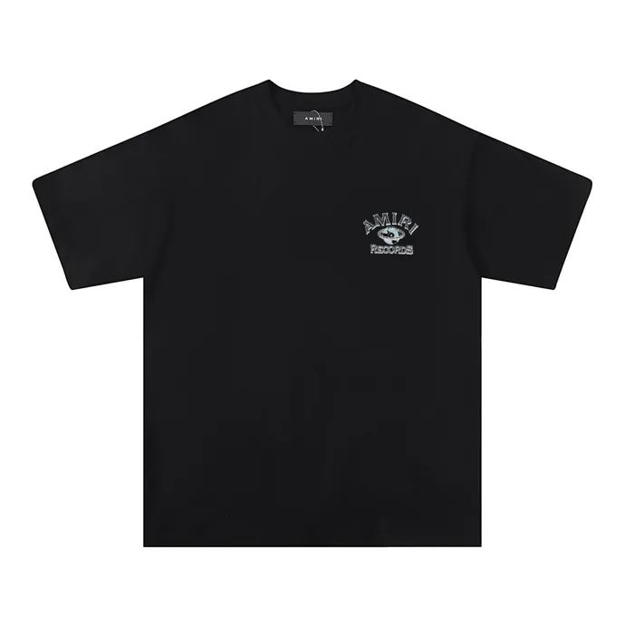 Style number: 699 P120 Fabric: 260g double yarn AMIRI 2025 spring and summer new logo round neck T-shirt high street unisex style loose classic letter short sleeves Color: White Black Size: S M L XL