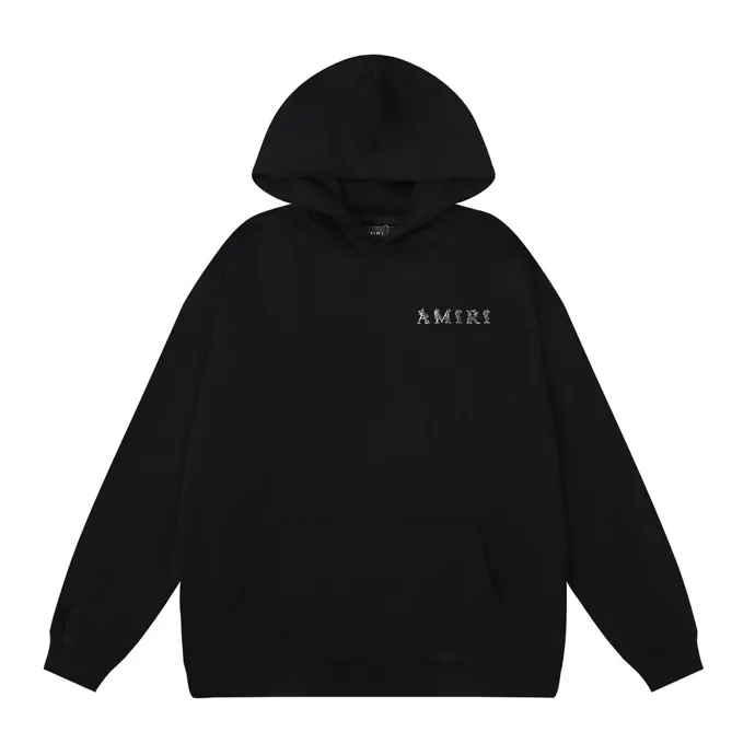 Style number: 880 P220 Fabric: 360g pure cotton terry sweatshirt AMIRI 2025 autumn and winter new logo hooded terry sweatshirt high street unisex loose classic letter jacket Color: black Size: S M L XL