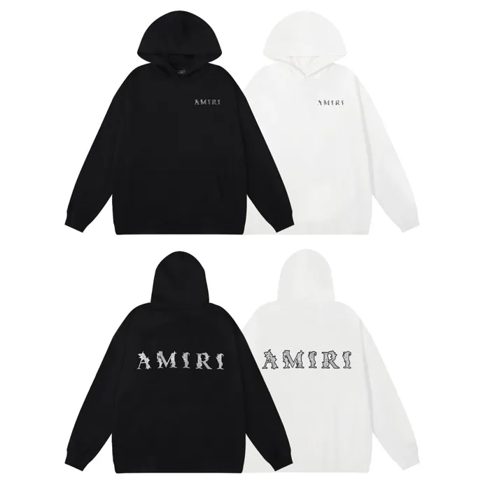 Style number: 880 P220 Fabric: 360g pure cotton terry sweatshirt AMIRI 2025 autumn and winter new logo hooded terry sweatshirt high street unisex loose classic letter jacket Color: black Size: S M L XL